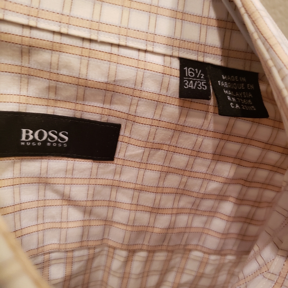 Hugo Boss Sharp Fit Gray Plaid Dress Shirt Size - Picture 1 of 5
